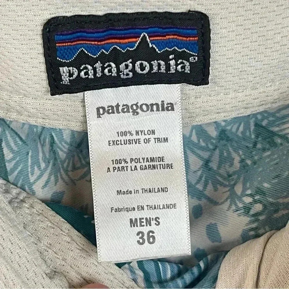 Patagonia Men’s Size 36 Board Shorts Nylon Teal Blue Lace Up Pocket Unlined Swim - Picture 2 of 7